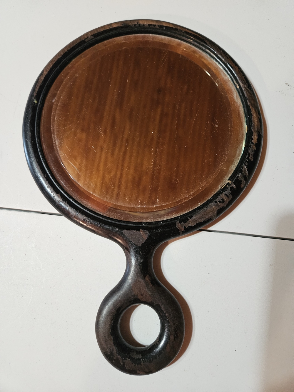 Antique Beveled Handheld Round Mirror